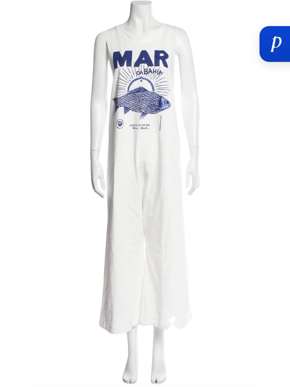 Farm Rio White Mar Da Bahia Organic Cotton Jumpsuit